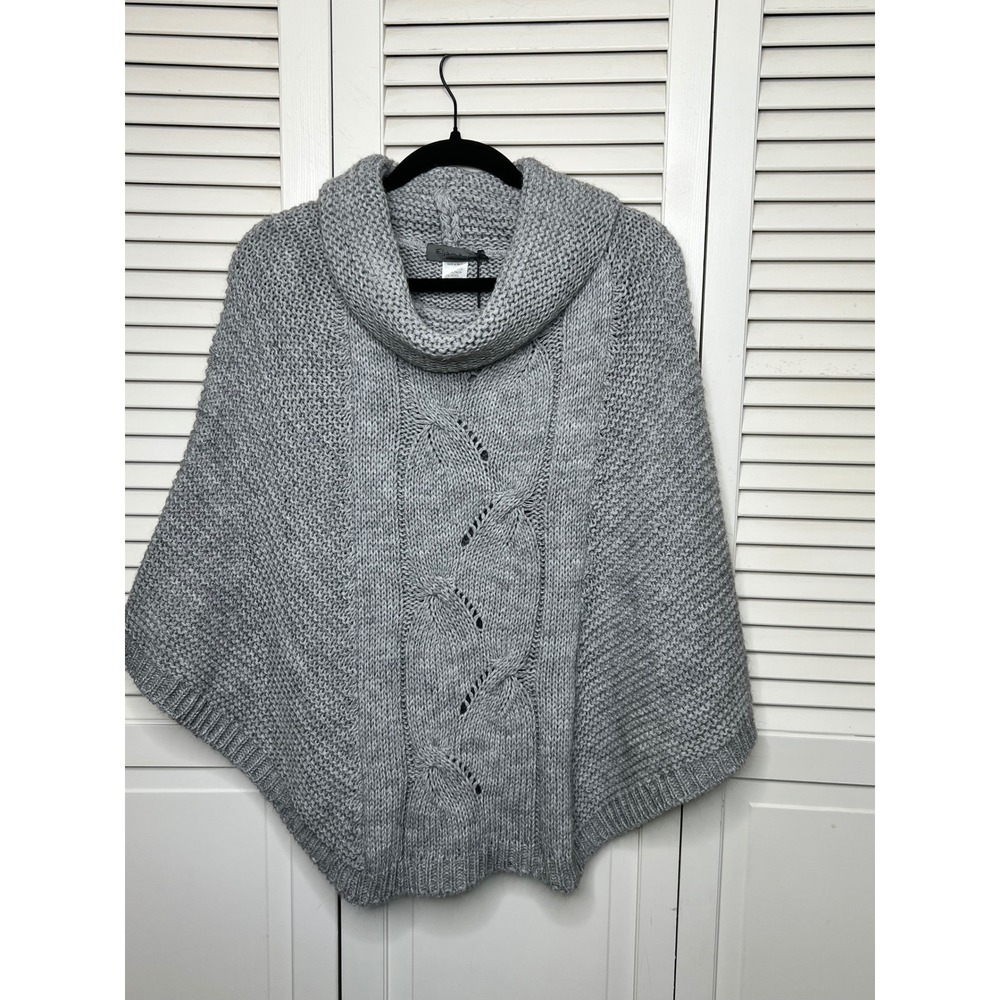 Elsamanda Poncho Sweater NWT Gray Cable Knit Italian Alpaca Wool Cowl Neck